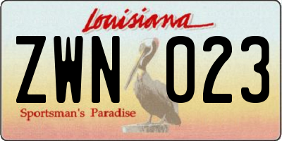 LA license plate ZWN023