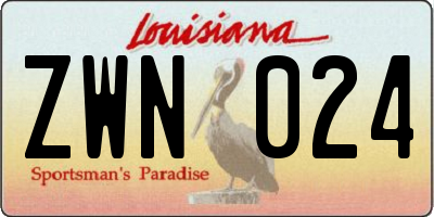 LA license plate ZWN024