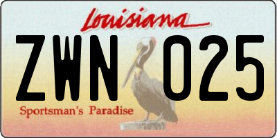 LA license plate ZWN025