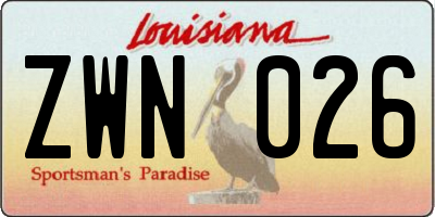 LA license plate ZWN026