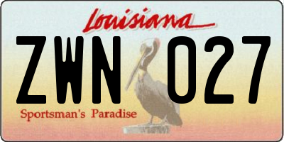 LA license plate ZWN027