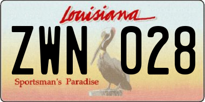 LA license plate ZWN028