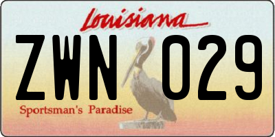 LA license plate ZWN029