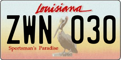 LA license plate ZWN030