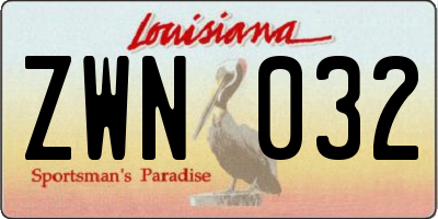 LA license plate ZWN032