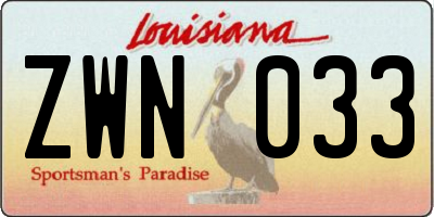 LA license plate ZWN033