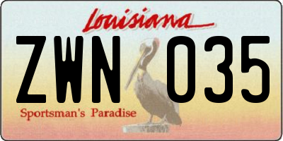 LA license plate ZWN035