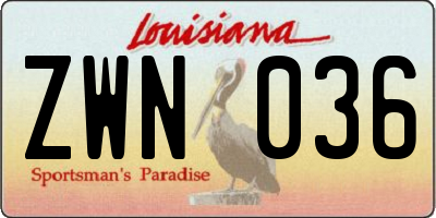 LA license plate ZWN036