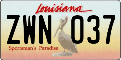 LA license plate ZWN037