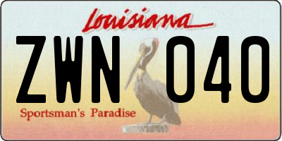 LA license plate ZWN040