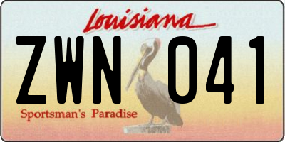 LA license plate ZWN041