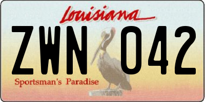 LA license plate ZWN042