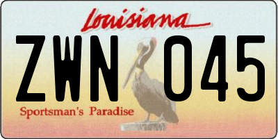 LA license plate ZWN045