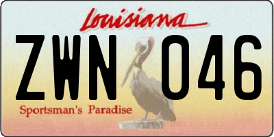 LA license plate ZWN046