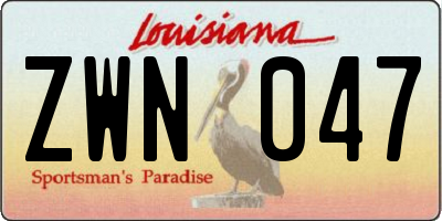 LA license plate ZWN047