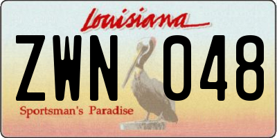 LA license plate ZWN048