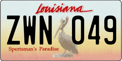 LA license plate ZWN049