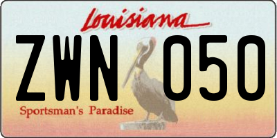 LA license plate ZWN050