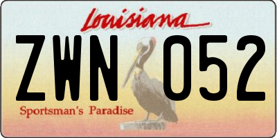 LA license plate ZWN052