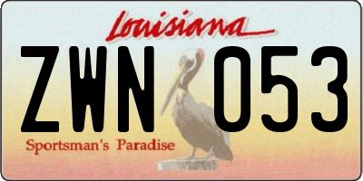 LA license plate ZWN053