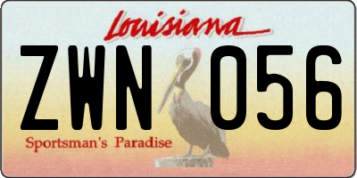 LA license plate ZWN056