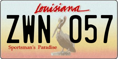 LA license plate ZWN057