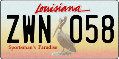 LA license plate ZWN058