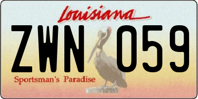 LA license plate ZWN059