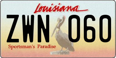 LA license plate ZWN060