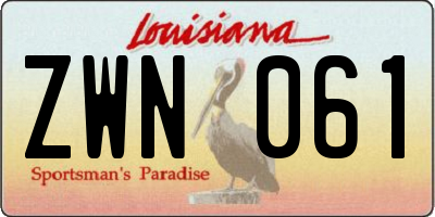 LA license plate ZWN061