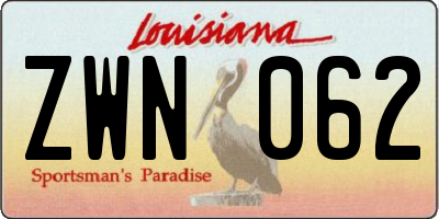 LA license plate ZWN062