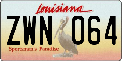 LA license plate ZWN064