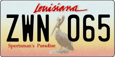 LA license plate ZWN065