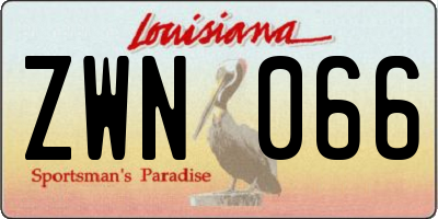 LA license plate ZWN066
