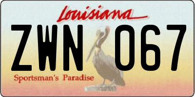 LA license plate ZWN067