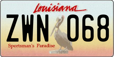 LA license plate ZWN068