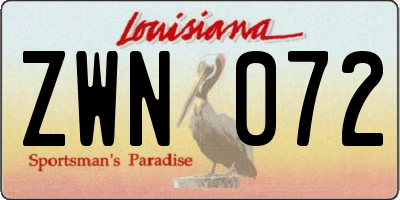 LA license plate ZWN072