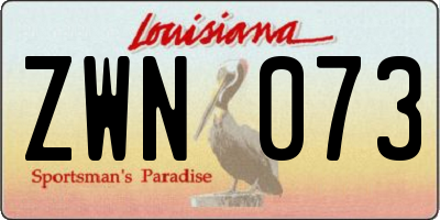 LA license plate ZWN073