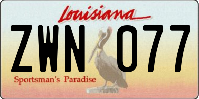 LA license plate ZWN077