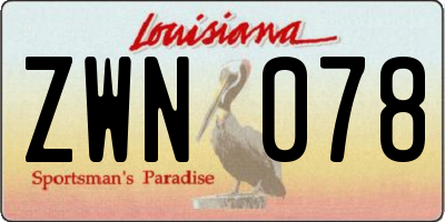 LA license plate ZWN078