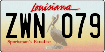 LA license plate ZWN079