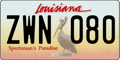 LA license plate ZWN080