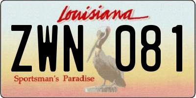 LA license plate ZWN081