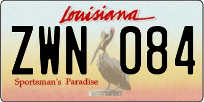 LA license plate ZWN084