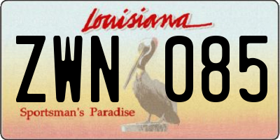 LA license plate ZWN085