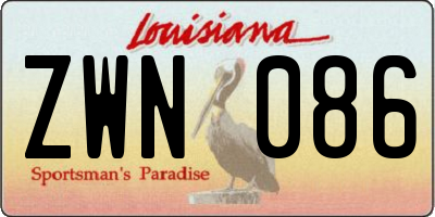 LA license plate ZWN086