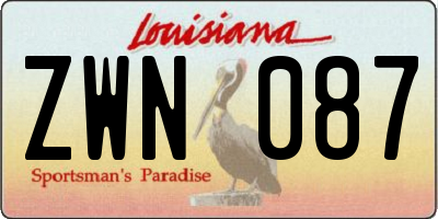 LA license plate ZWN087