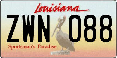 LA license plate ZWN088