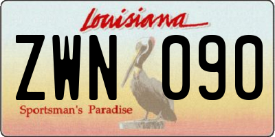 LA license plate ZWN090