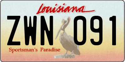 LA license plate ZWN091